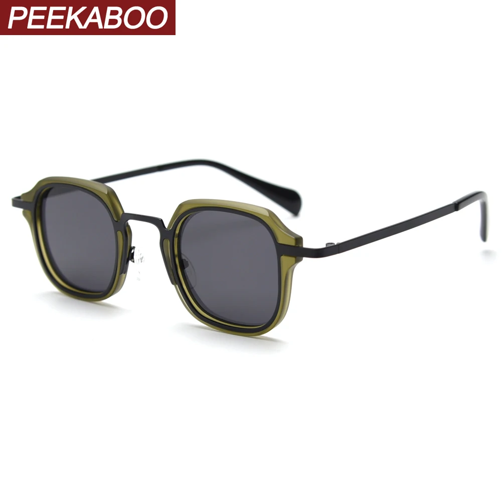 Peekaboo female vintage sunglasses polarized men retro summer male square sun glasses for women punk style metal uv400 2023