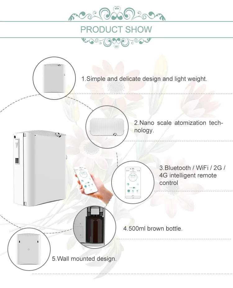 Mesin penyebar Aroma aromaterapi listrik, mesin penyebar Aroma pintar elektrik 500ml dengan sistem HVAC