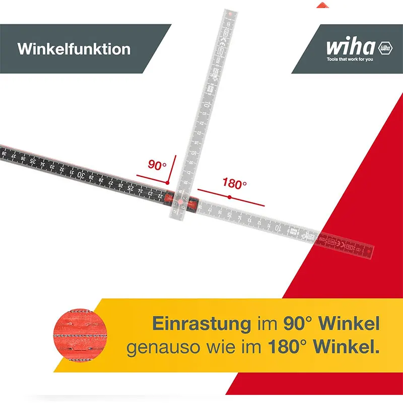 Wiha 37067 2M Folding Ruler LongLife Plus Composite 124Grams 10 Segments