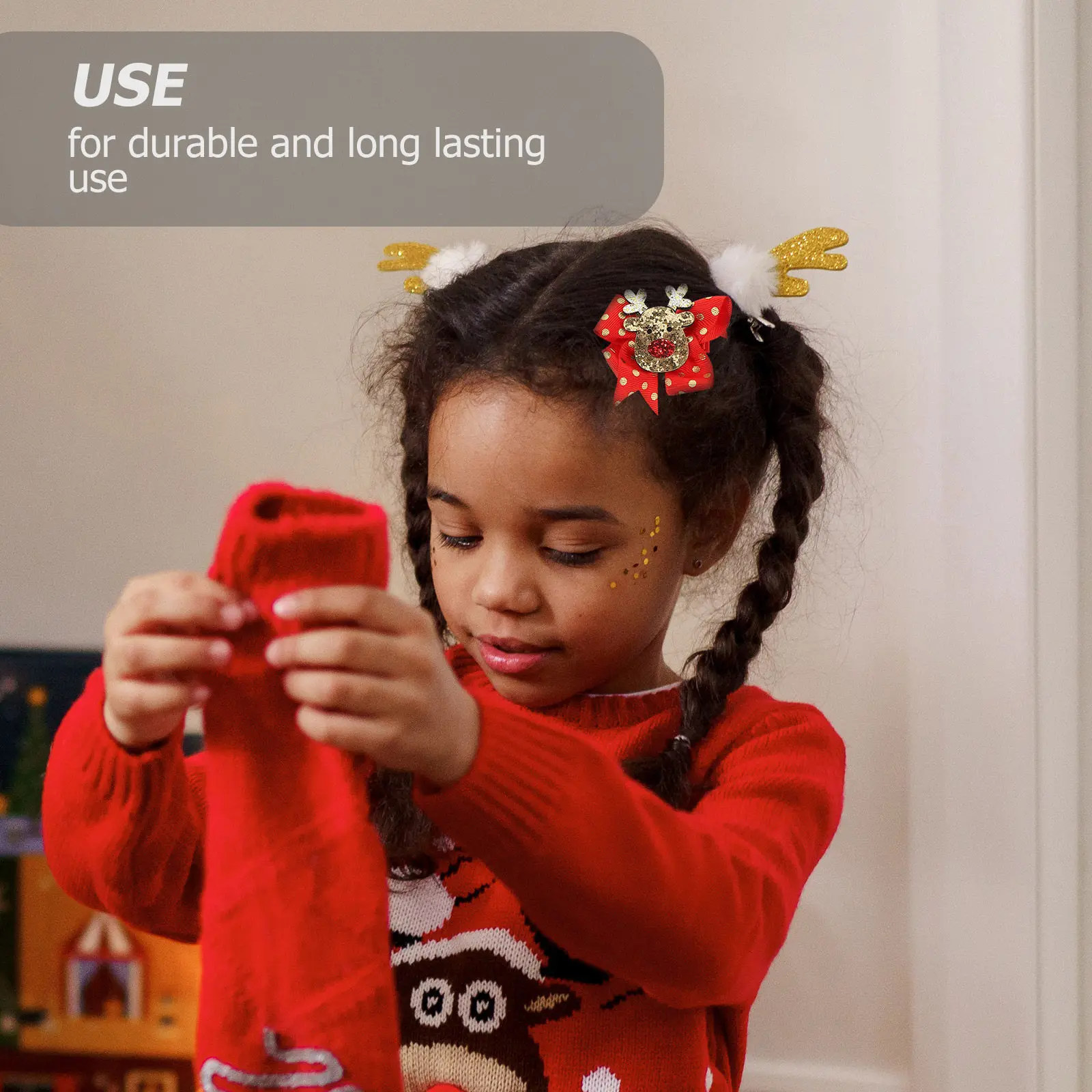 

6 шт. заколок для волос с Санта-Клаусом и бантиками для девочек, для праздников, выступлений, повседневной носки, подарок