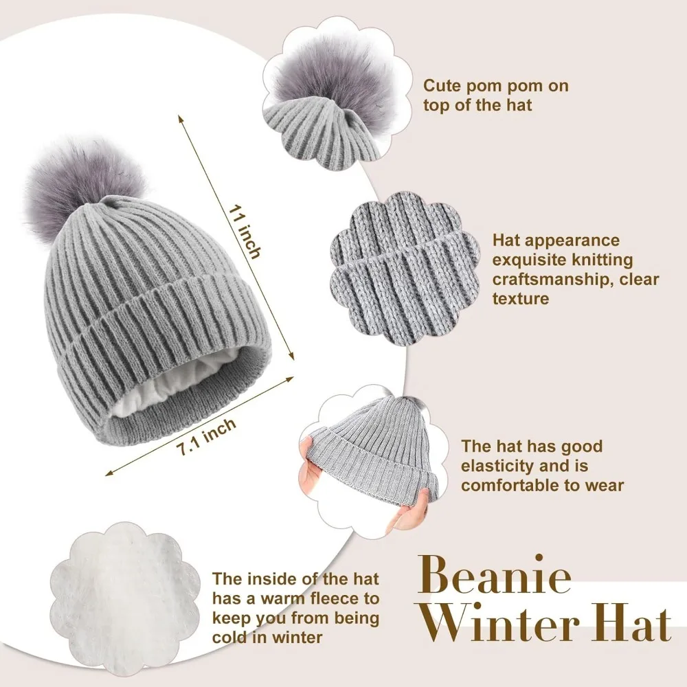 6 قطعة مجموعة الشتاء الدافئة للنساء قبعات حريمي دافئة قفازات لمس وشاح طويل الأذن يفشل الجوارب هدايا الشتاء للنساء