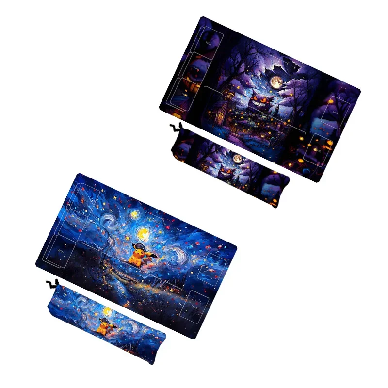 Anime Pokemon GAME PTCG dedykowana karta Playmat Battle Against Starry Night seria Pikachu Gengar kolekcja prezent zabawka 60*35*0.2cm