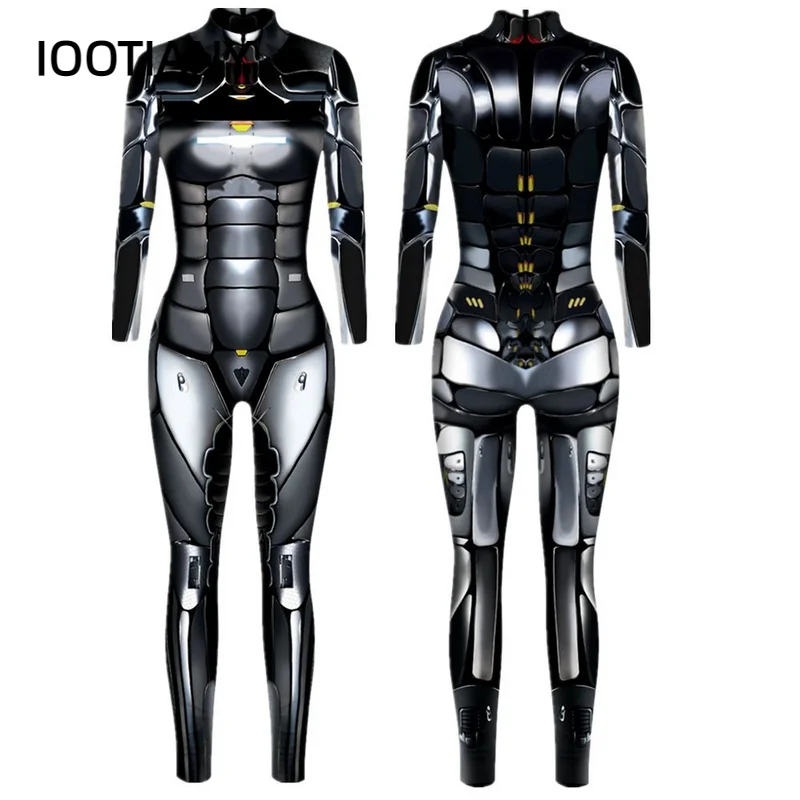 

2024 Halloween Women's Doomsday Cool Robot Technology Bodysuit Steampunk Sexy Role Play Suit Carnival Party Bodycon Costume 2025