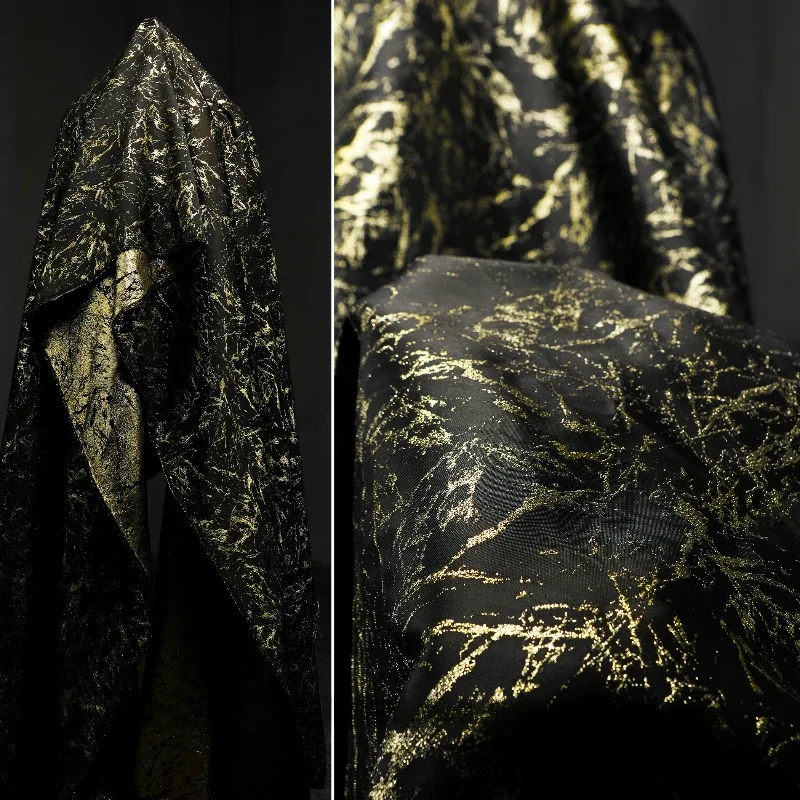 Cracks Gilded Double-sided Jacquard Fabric Golden Reconstruction Retro Texture Suit Skirt Creative Clothing Fabric