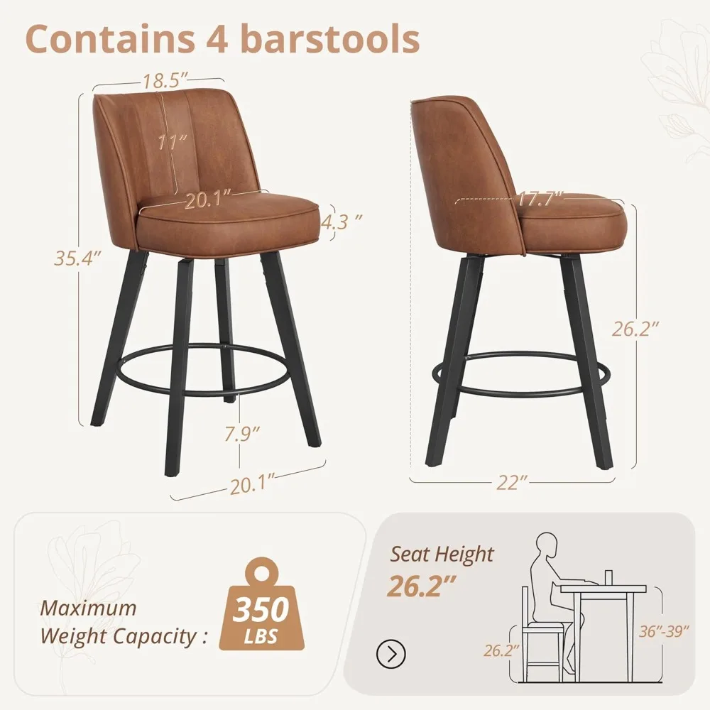 360-degree Swivel Bar Stools Set of 4, 26