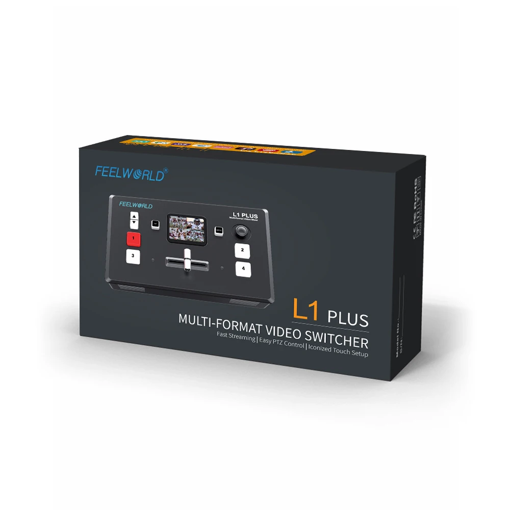 FEELWORLD L1 PLUS Multi-Camera Video Mixer Switcher 4K Input 2-Inch Touch Screen PTZ Control USB3.0 Fast Streaming - view 4