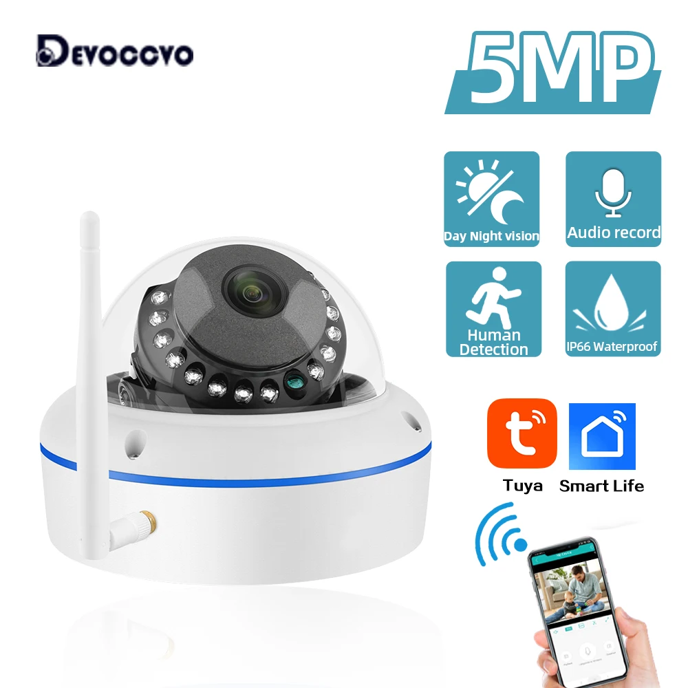 5MP HD Outdoor&Indoor Dome Wifi Security Camera IP66 Waterproof Human Detection Tuya 2K Smart Home Video Surveillance IP Camera