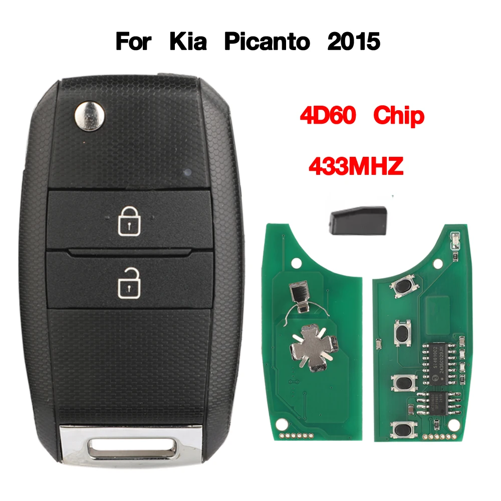 

jingyuqin 2 Buttons Model: DD2TX1307-TA Smart Remote Car Key Fob For Kia picanto 2015 433MHz 4D60 Chip Replacement