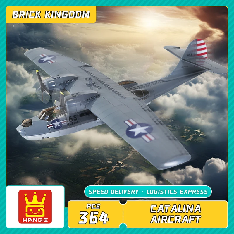 NEW WW2 Military Classical Model Air Force PBY-5A Catalina Seaplane Collection Decoration Building Blocks Bricks Toys Gifts