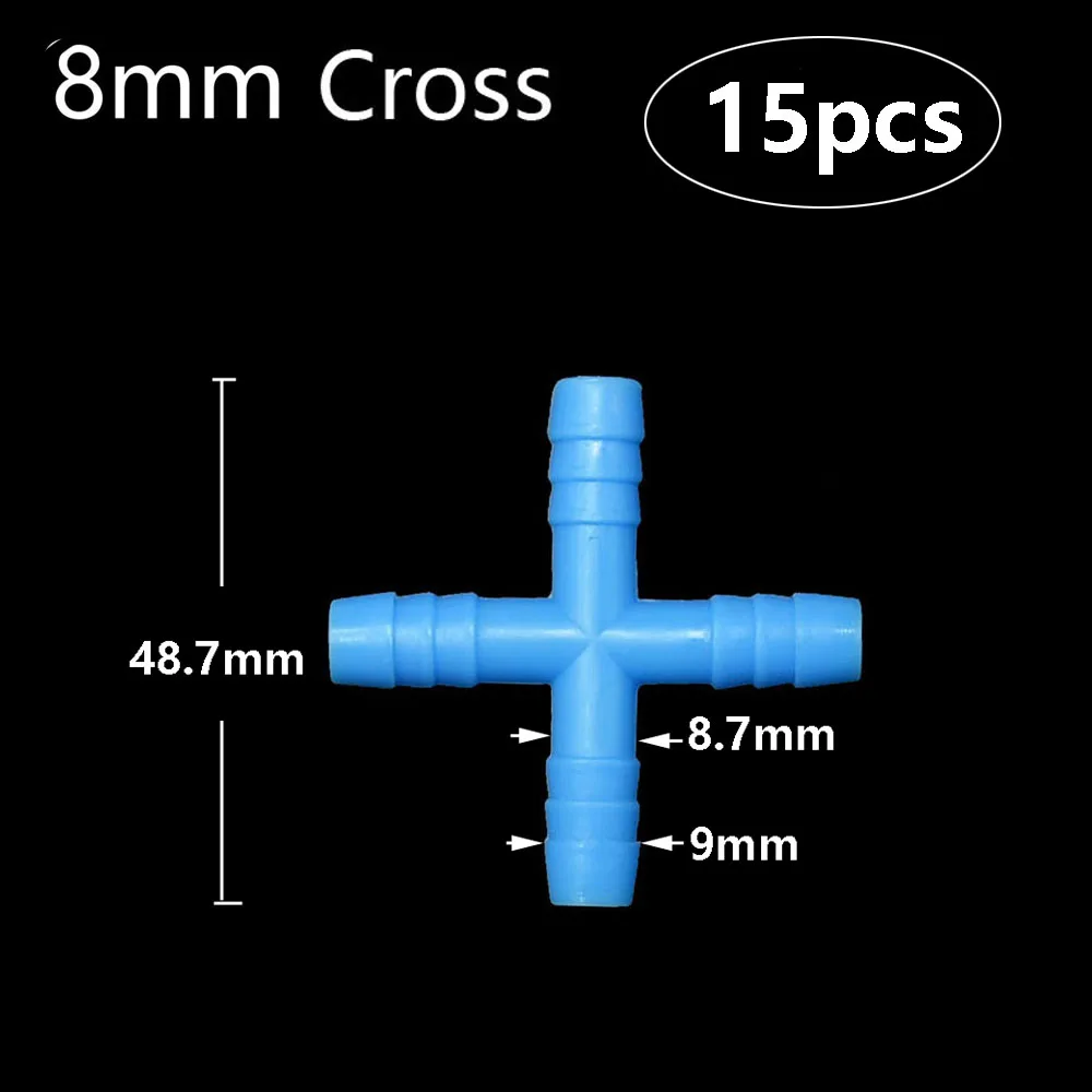 8mm 10mm y-type Tee krzyż wąż rozdzielacz złącza armatura fajka wodna łącznik akwakultura dozownik do wody Adapter 15 sztuk