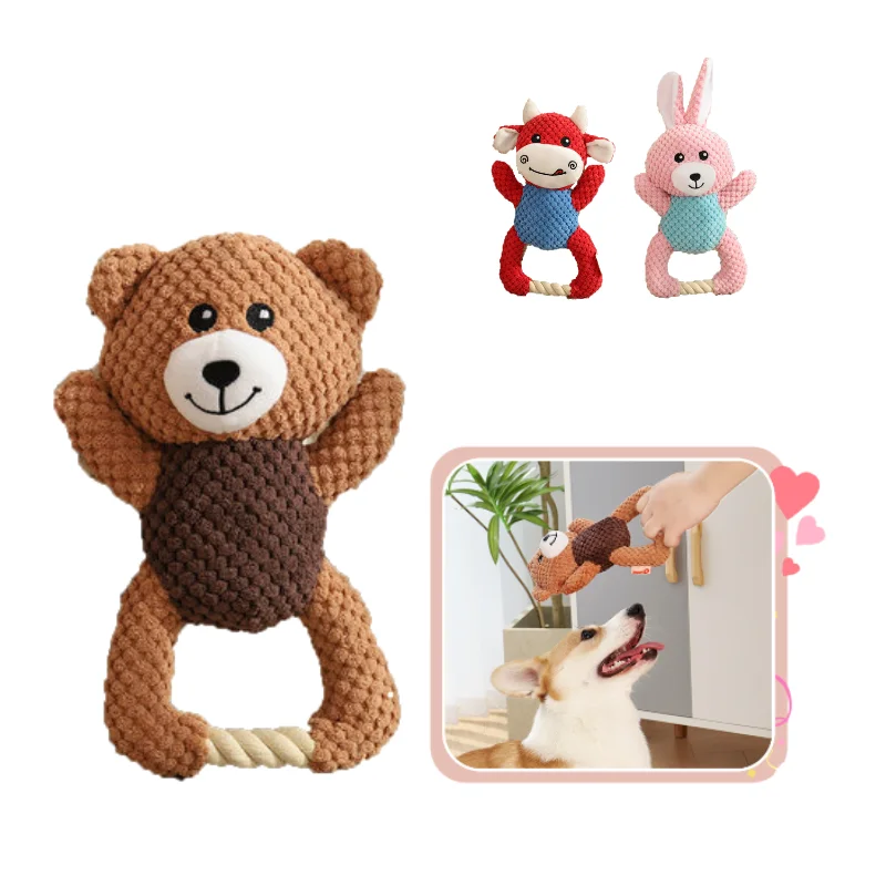 Soft Plush Squeaky Dog Toys Cartoon Pets dog Toy Outdoor Play Interactive Small