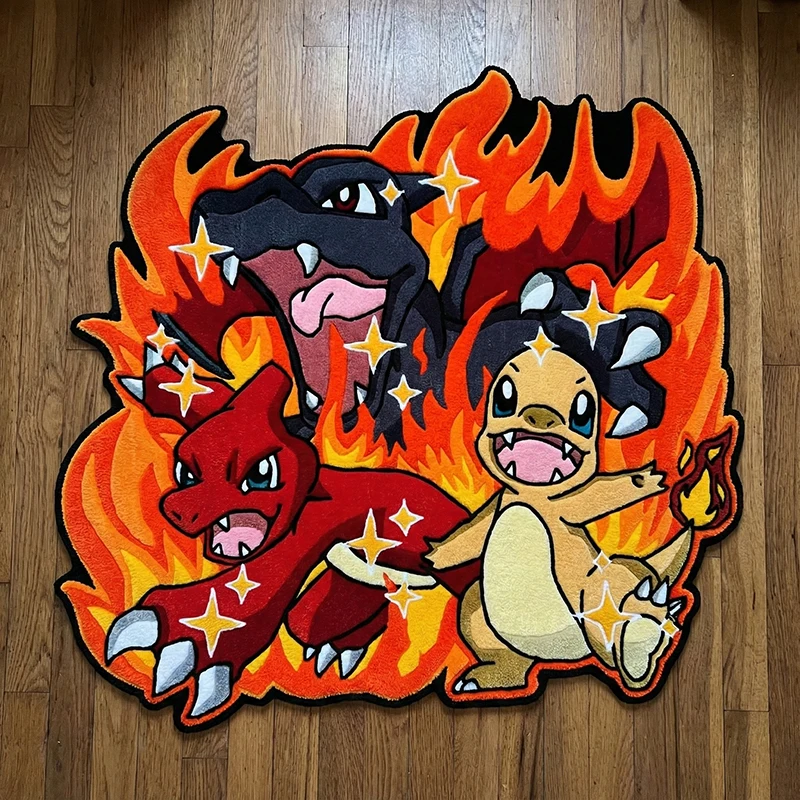 البوكيمون تشارزارد الأسرة تصميم البساط غرفة نوم غرفة المعيشة غرفة الطفل عدم الانزلاق الزخرفية الكلمة حصيرة جمع هدية عيد ميلاد السجاد