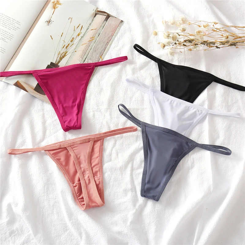 Women Seamless Cotton Panties Sexy Underwear Low Waist Bikini Thongs Solid Color Underpants Female Breathable G-String Lingerie