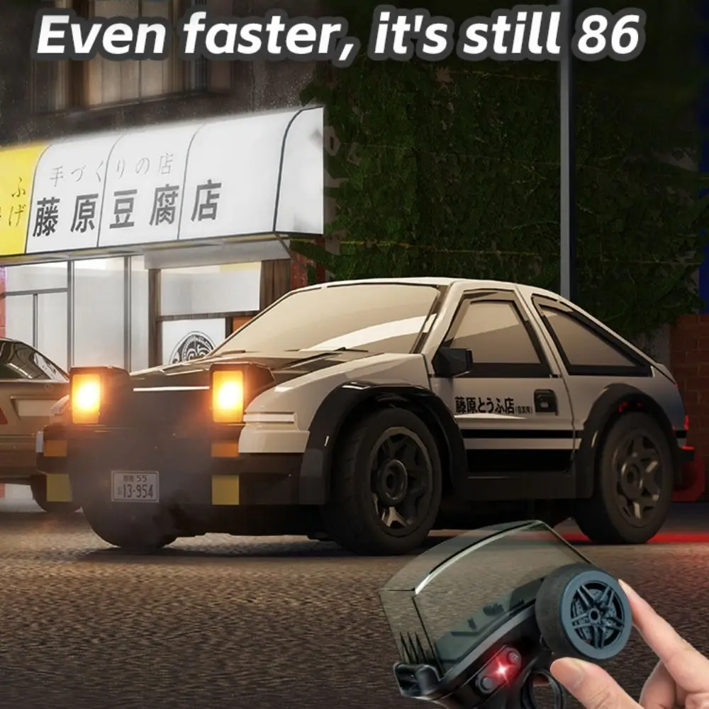 

Creative Plastic RC Drift Car Black&White Racing Sports Remote Control Racing Car 1/64 MINI AE86 Electric RC Stunt Car Adults