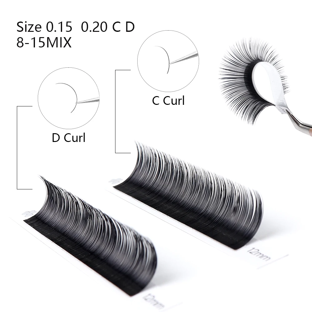 Befer Matte Ellipse Flat Lashes Extension Split-Tips Individual False Eyelash Mix8-15 Soft Ellipse Wires Professionals Supplies