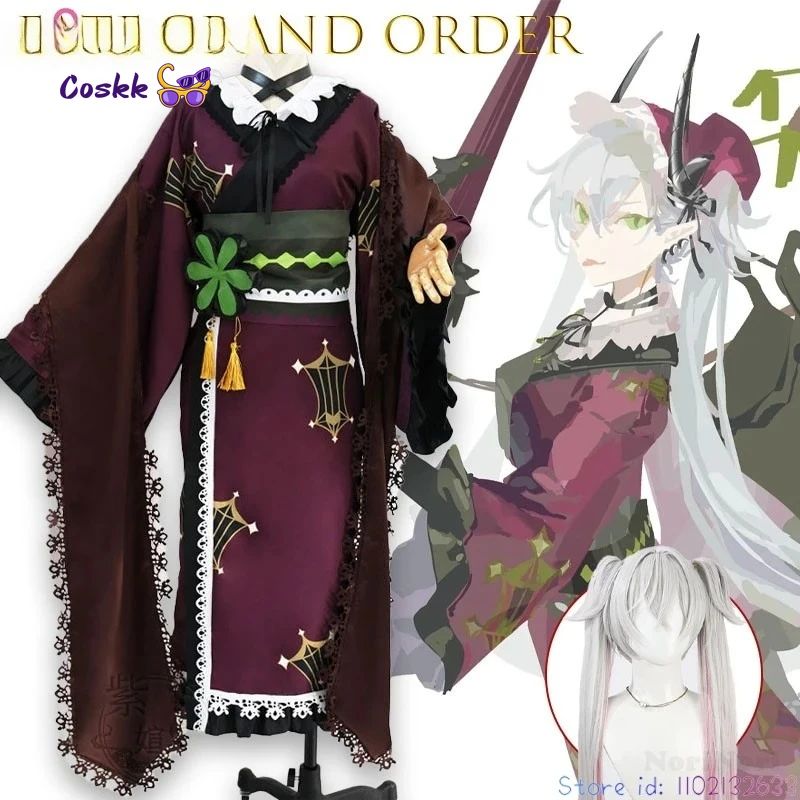 

Костюм для косплея Meltlilith Meltryllis Fate Grand Order: черное шелковое ципао с золотой отделкой, кимоно для женщин на Хэллоуин в стиле «Ночная ведьма»