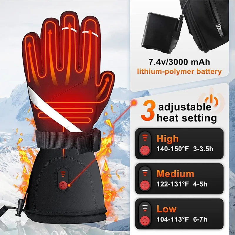 Outdoor Touch Screen Heated Gloves Skiing and Riding Cold and Windproof Warm Heated Gloves