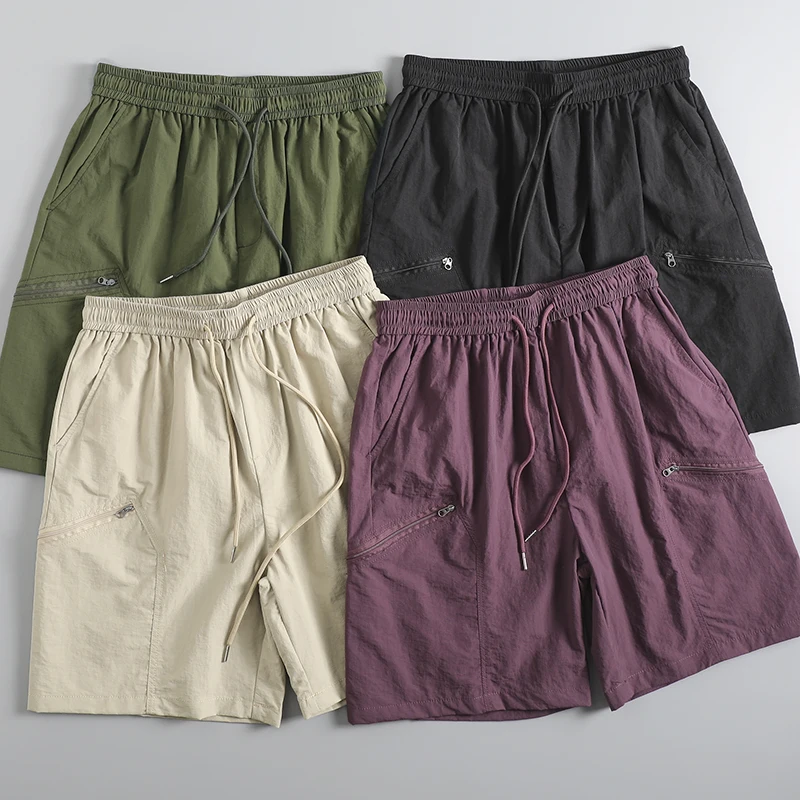 

Мужские нейлоновые шорты для активного отдыха, быстросохнущие, легкие, свободного кроя, с завязками, для молодежи, летние, повседневные