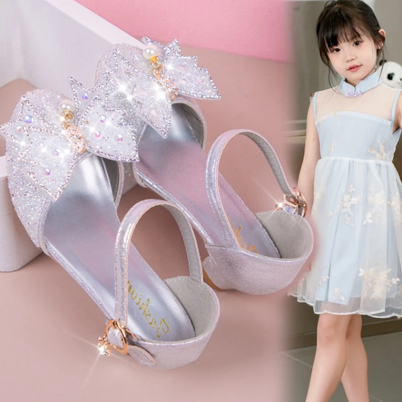 

Child Princess Bow Shoe 2025 New Korean Version Child Flat Flat Single Shoe Fashion Girl Anti Slip Student Performance Shoe