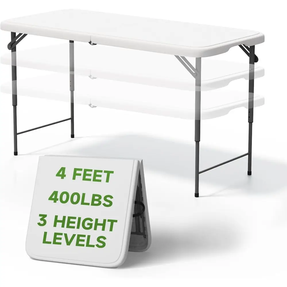 

Adjustable Height Folding Tables - Heavy Duty, 400 lbs Capacity, 10 Pack for Portable Use, Suitable for Camping, Parties, Indoor