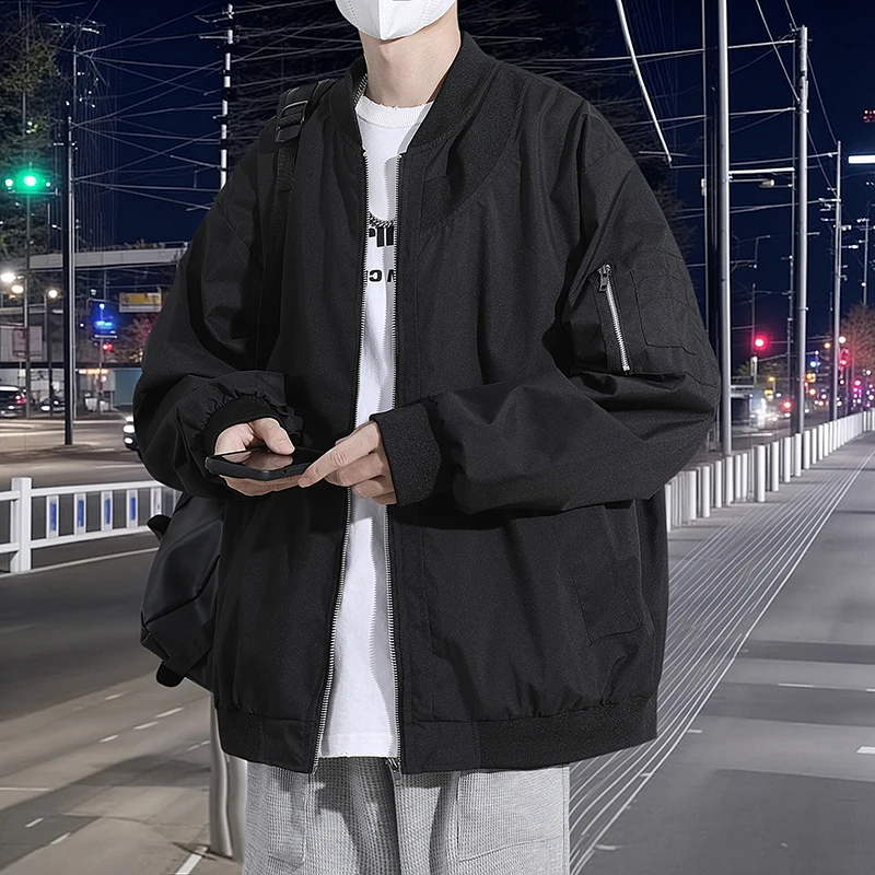 

Мужская повседневная куртка-пилот свободного кроя, весна-осень 2025, новая, в американском стиле, с бейсбольным воротником, рабочая одежда, молодежная, из полиэстера...