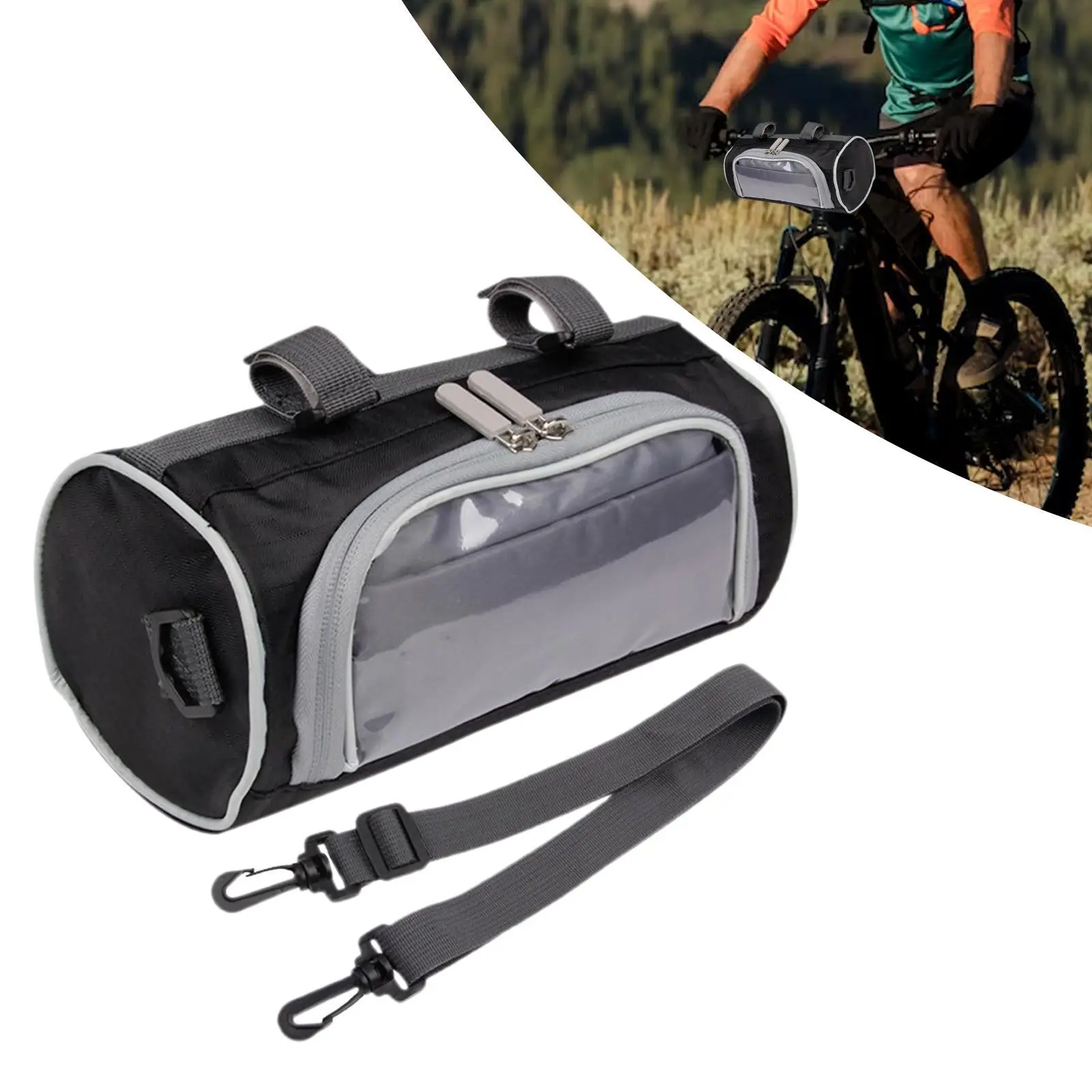 Bike Handlebar Bag Pack Pouch Men's Shoulder Bag Cylinder Bag Bike Front Bag