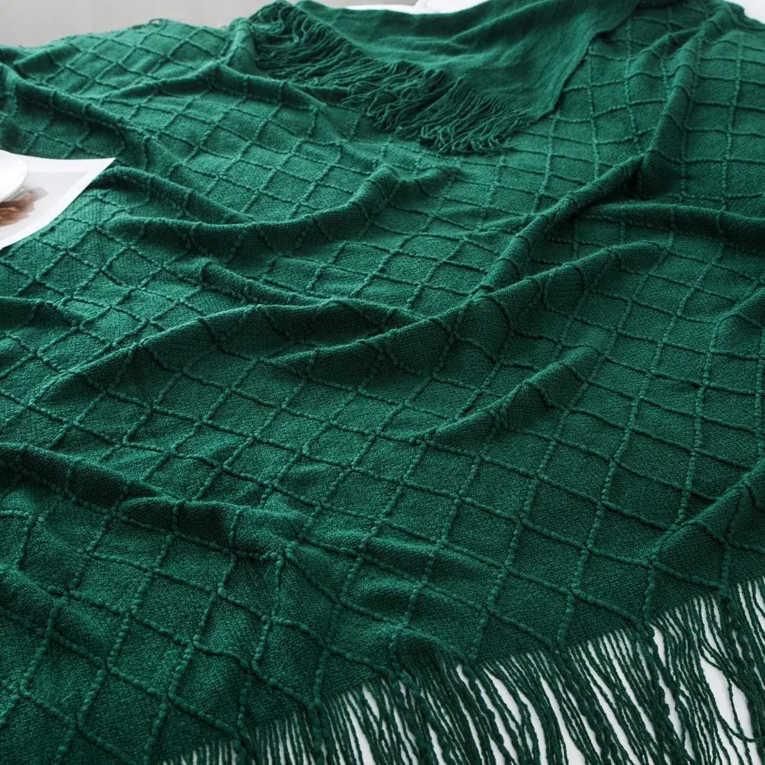 Gift Green Christmas Throw Blanket Soft Boho Bed Throw Blankets,Cozy Knitted Throw Blanket,Oversized Knit Farmhouse Blankets