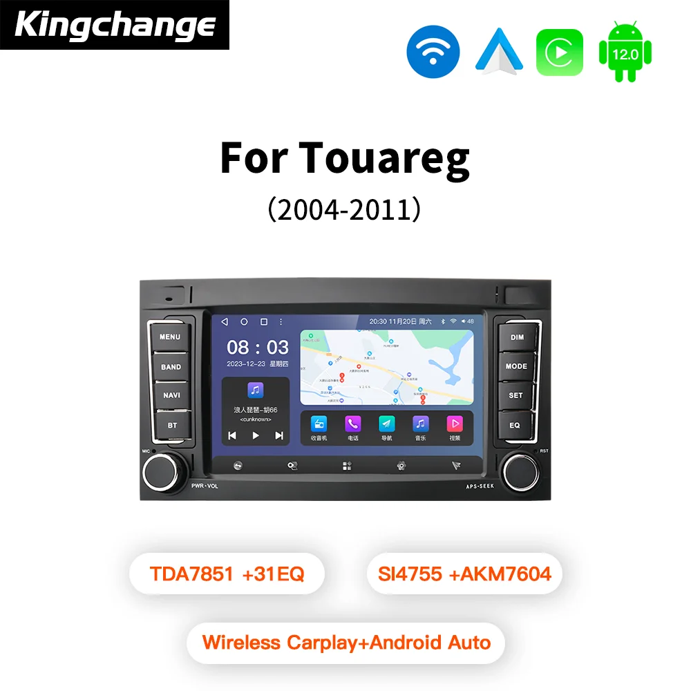 

Kingchange 7'' Android 12 Car Radio Multimedia GPS For VW/Volkswagen/Touareg/Transporter T5 Multivan Navi CarPlay DSP SWC BT