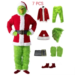 Disfraz de Papá Noel de monstruo de piel verde de Navidad para mujer, traje de Papá Noel, ropa de Año Nuevo, traje divertido de Navidad, conjunto de fiesta de año nuevo