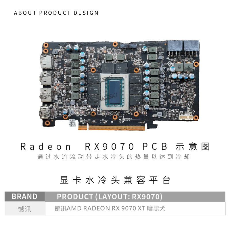 Bykski A-PC9070XT-X GPU Block Use for PowerColor Reaper / Hellhound RX 9070 XT / Video Card Copper Cooler RGB Radiator