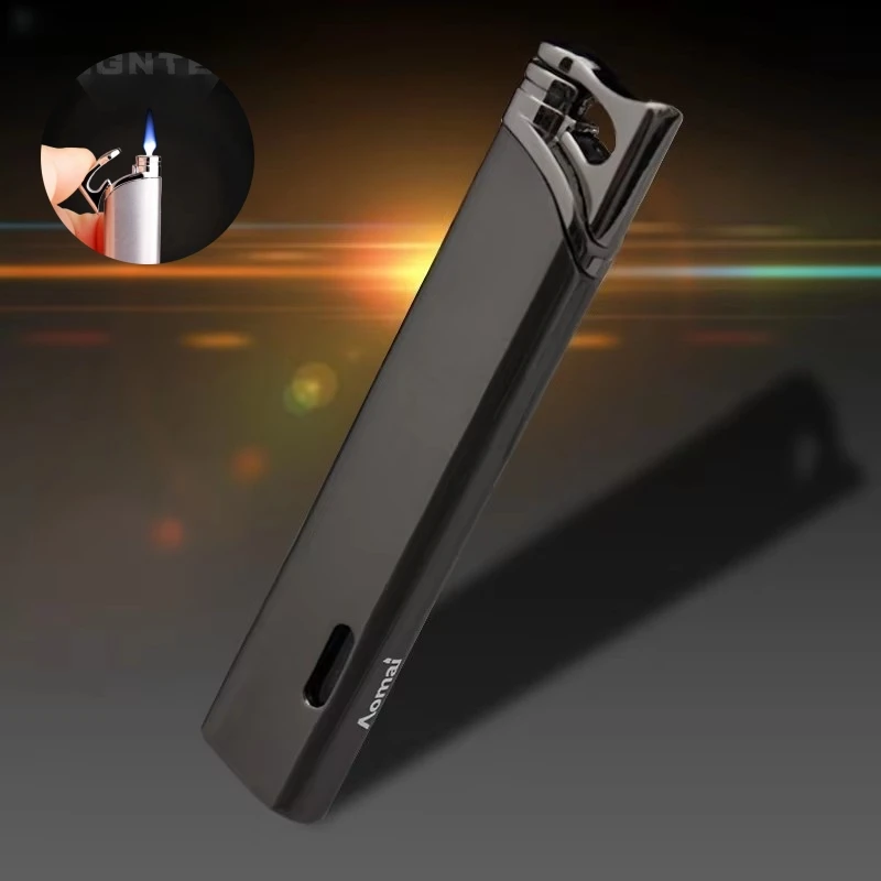 Metal Windproof Tungsten Wire Ignition Jet Flame Turbo Butane Gas Torch Lighter Visible Gas Window, Portable Cigar Lighters, New