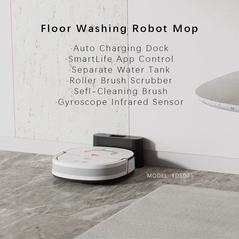 Wet Mopping Robot for Washing Floor Wet & Dry Vacuum Cleaner Robot Three Level Water Volume to Adjust Floor Mopping Robot