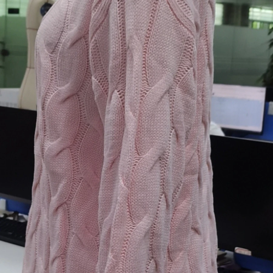 

Sudaderas De Mujer Women's Cable Knit Sweater Fashionable Casual Solid Color Crew Neck Long Sleeve Loose Tops