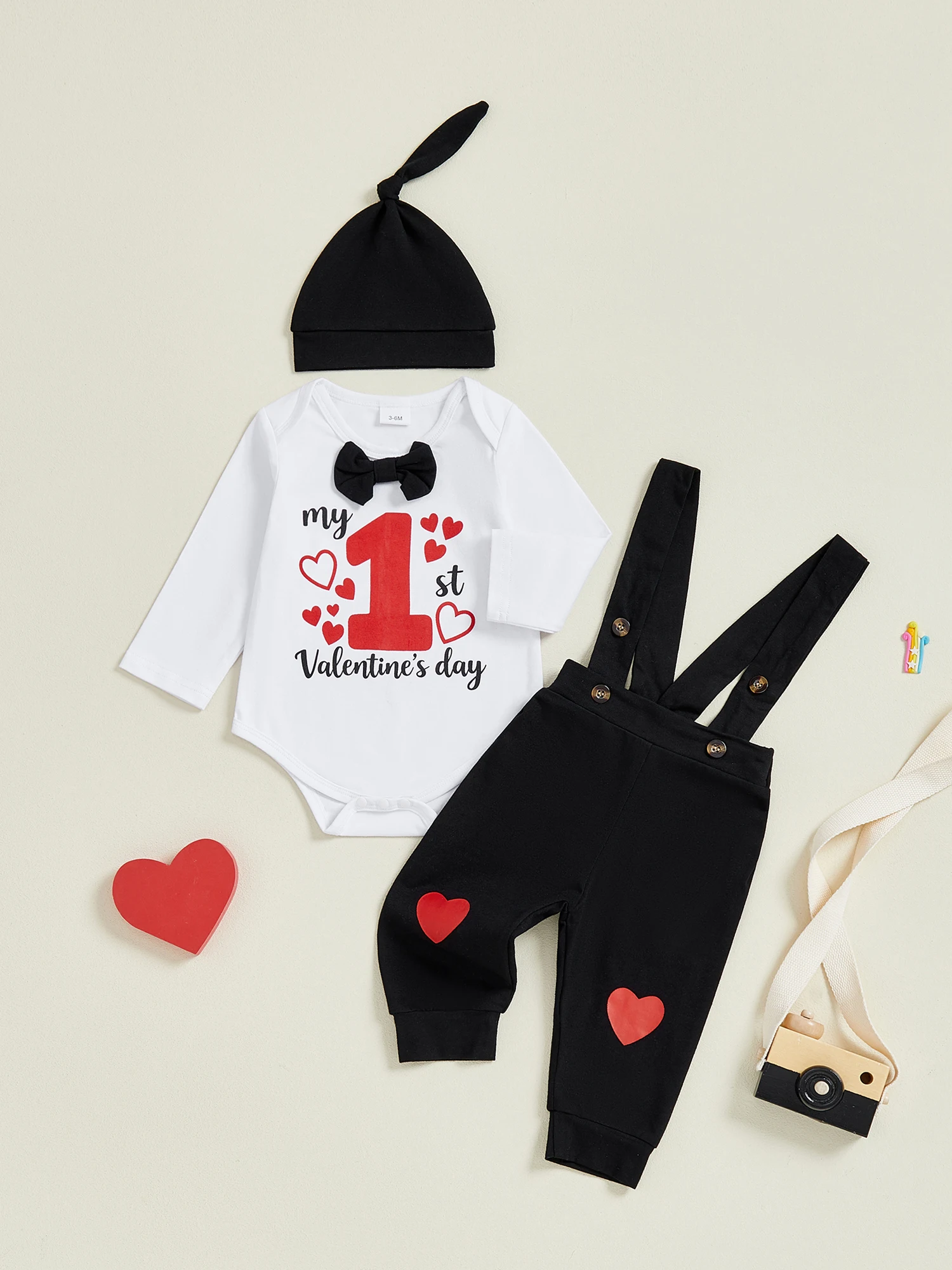 

Baby Girl Valentines Outfit Pink Heart Print Ruffle Sleeve Romper Tutu Skirt and Headband 3 Pcs Set for Toddler