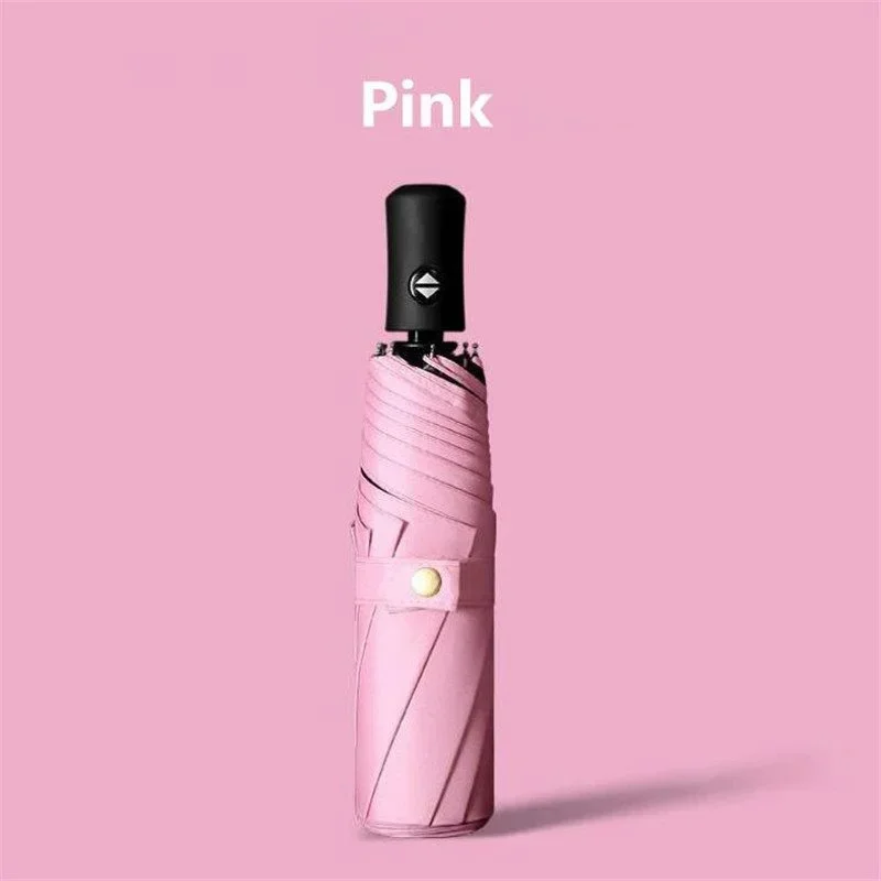 Automatic Folding Umbrella, Windproof Three-Fold Sunny & Rain Umbrella for Men & Women, Solid Color Travel & Business