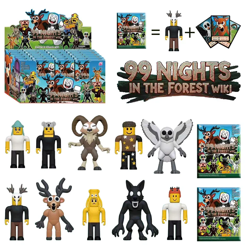 24 Uds 99 noches en el bosque caja ciega figuras estatuilla águila cabra lobo ciervo 99 noches en el bosque estatuilla juguete de plástico regalos