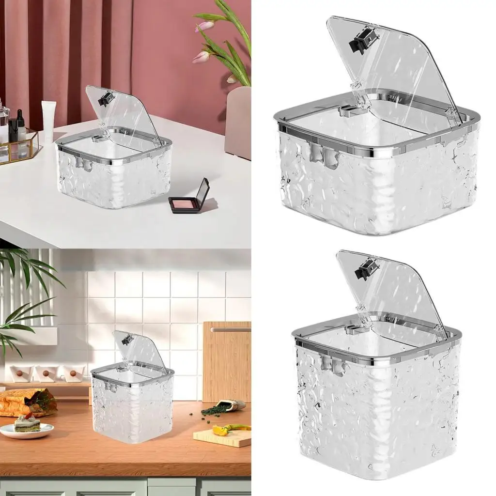 Mini Desktop Trash Can Tiny Trash Can Dustbin Versatile Reusable with Lid Waste Basket for Laundry Kitchen Vanity Countertop