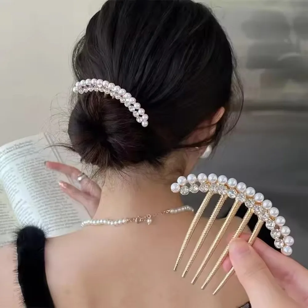 Exquisite Haarspangen mit Imitationsperlen und Strass, Metall-Haarkämme als Feiertagsgeschenke, Mädchen-Haaraccessoires