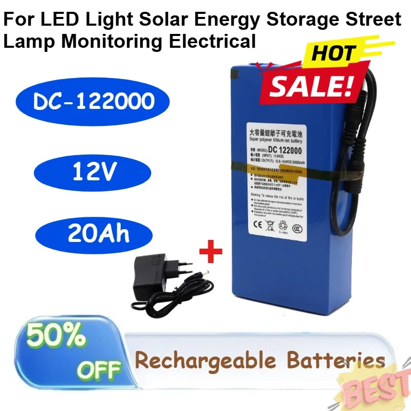 

DC-122000 12V 20Ah Rechargeable Li-ion Battery for LED Light Solar Energy Storage Street Lamp Monitoring Electrical Batteries