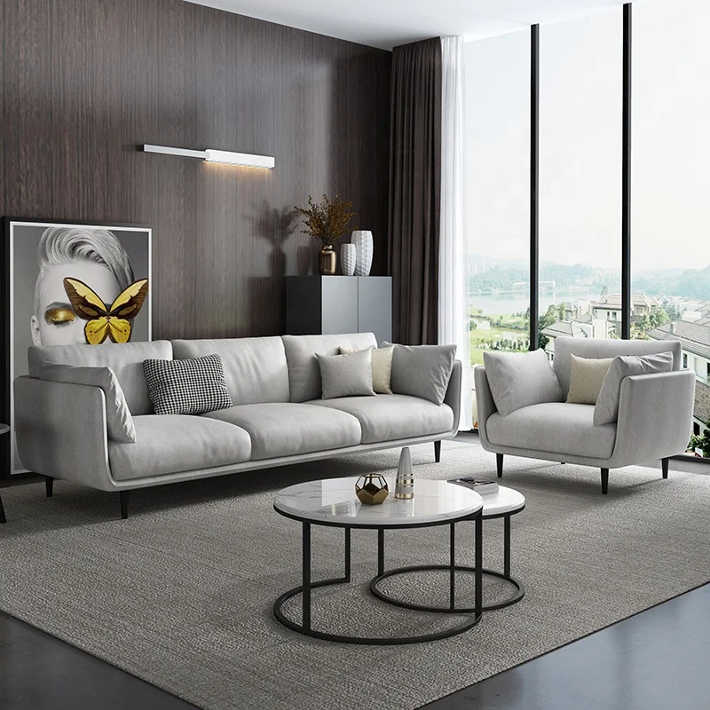 ag- Century Modern Fabric Couch Set 1 Seat Sofa Chair Home Furniture 3 Seater Sofa with Pillows Living Room Sofas with Ottoman@