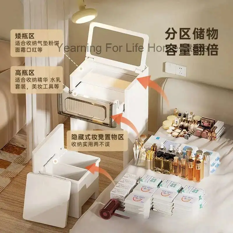 

3 in 1 Vanity Dresser Desk Makeup Table Plastic Chest Integrated Drawer Dressing Table Mirror for Small Bedroom Home Furniture