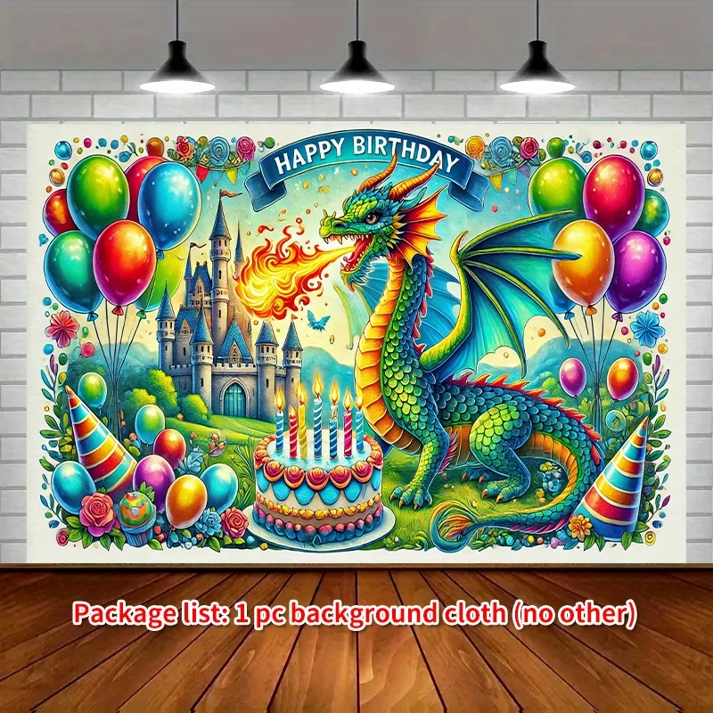 Drachen-Geburtstagsbanner-Hintergrund, Luftballons und Schlösser – chinesische Neujahrs- und Partydekorationen, für den Innen- und Außenbereich