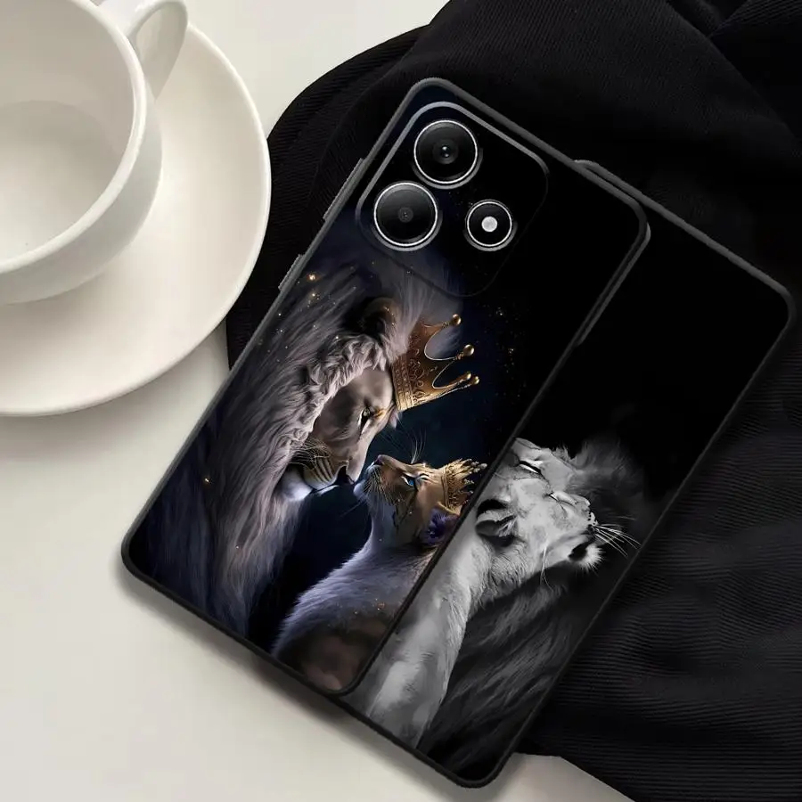 Case for Xiaomi Redmi Note 15 A5 9 8 12 11 A7 Pro 13 14 Pro Plus K80 12C 13C 10 A4 14C Phone Cover K40 A2 A1 Crown Lion view 5