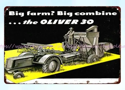 metal wall art lodge 1947 Oliver Combine Tractor farm machinery metal tin sign