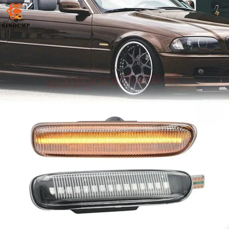 

2Pcs Side Marker Fender Turn Signal Light LED Amber Clear BM2570107 For BMW E46 3-series 99-03 316i 318i Car Light Assemblies