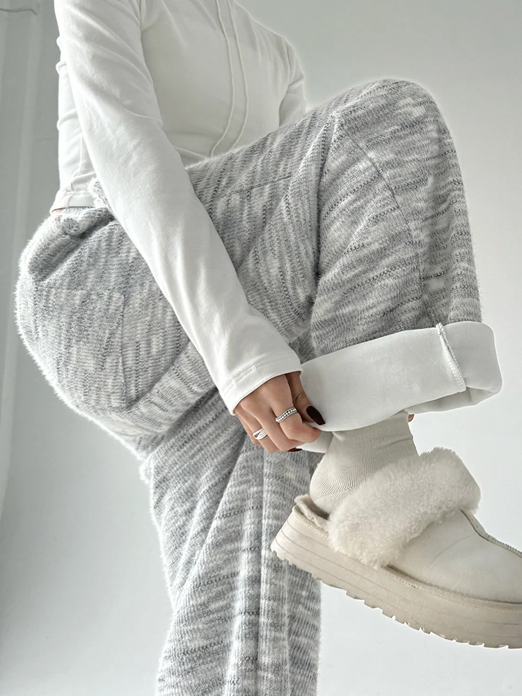 الرجعية الأمريكية المطرزة Fce اصطف مرونة الخصر Sweatpants المرأة شتاء جديد فضفاض الطابق طول السراويل العصرية