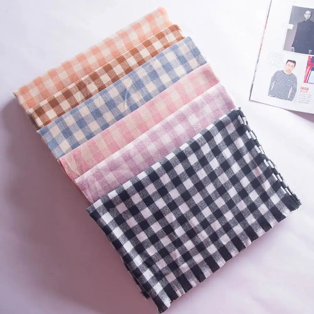 暖かく柔らかなイミテーションカシミヤスカーフ-女の子用-韓国風格子柄のおしゃれなアクセサリー-秋冬シーズンに最適