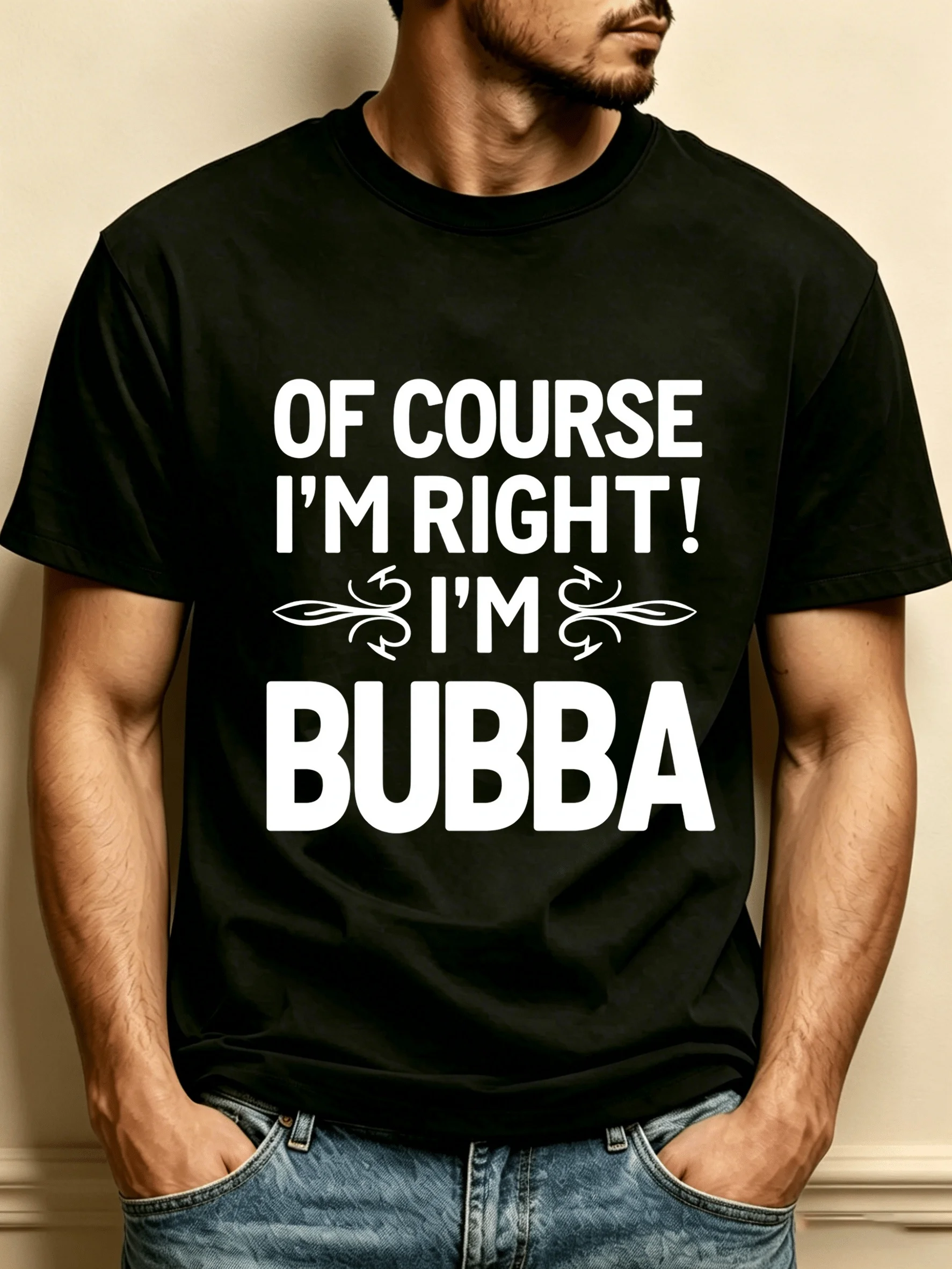 Casual and Humorous Men's T-Shirt with Eye-Catching Text and Decorative Elements, Featuring the Design 