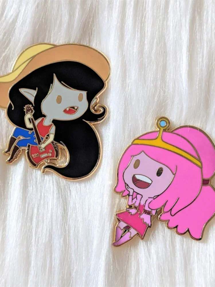 Cute Cartoon Marceline and Princess Bubblegum Hard Enamel Pin Adventures Times Badge Brooch Anime Fashion Jewelry