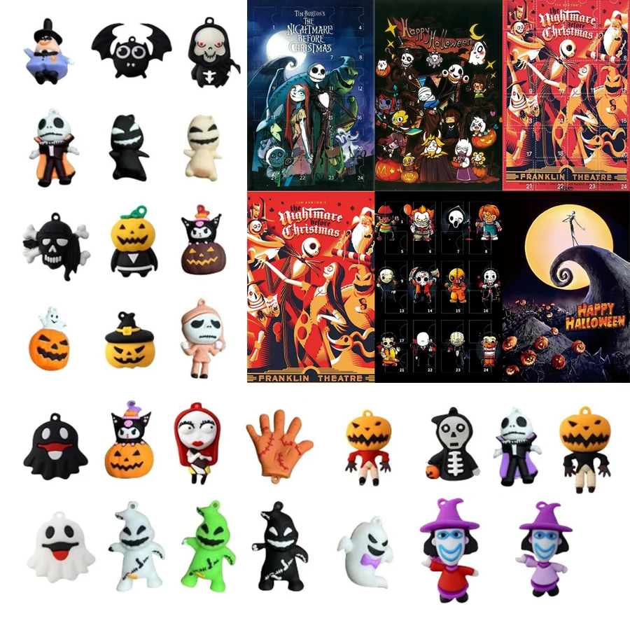 Disney Cute Kawaii The Nightmare Before Christmas 24 Pcs Figure Christmas Halloween Advent Calendar Gifts Anime Model Kid Toys